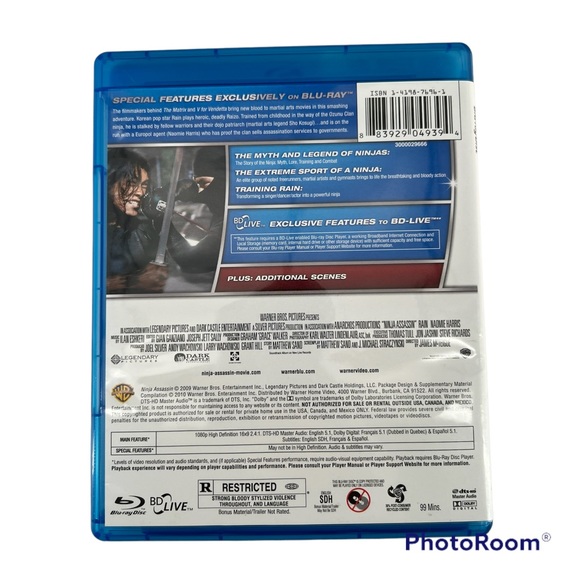 Ninja Assassin (Blu-ray/DVD, 2010, 2-Disc Set) Rated R 2009 Warner Bros High Def - Picture 4 of 4